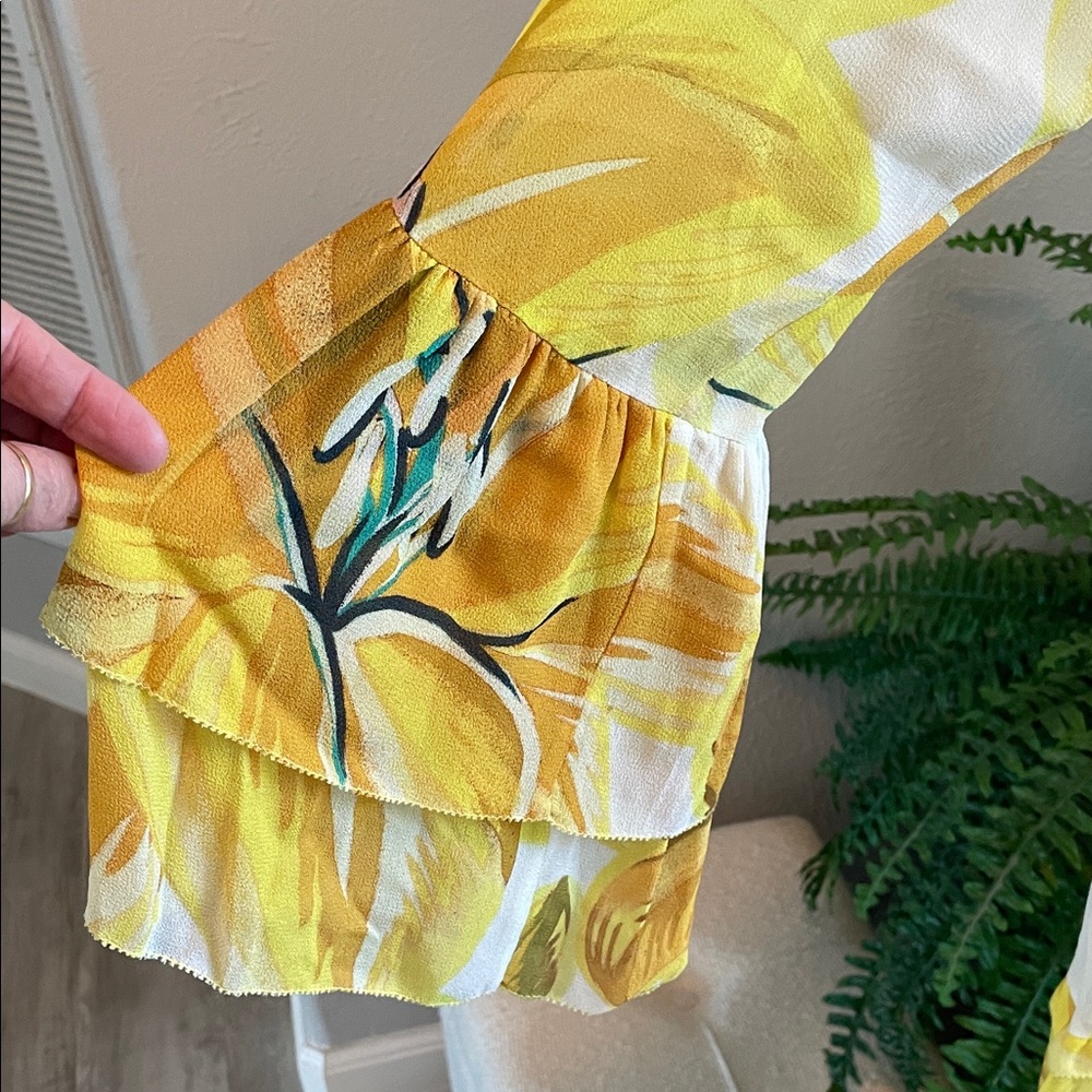 FARM Rio Yellow Floral Tiered Smock Dress - Picture 3 of 9